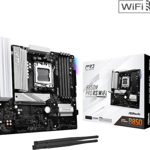 ASRock B850M Pro RS WiFi Motherboard Micro ATX με AMD AM5 Socket 90-MXBR7-A0UAYZ