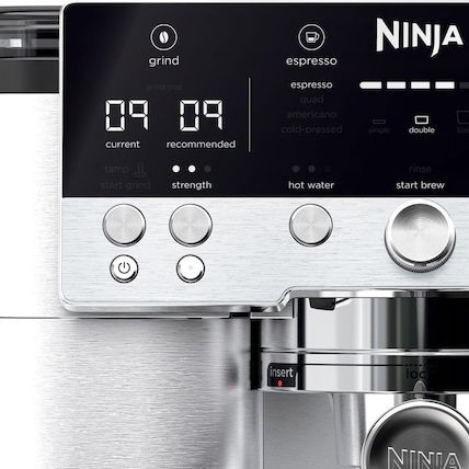 Ninja Αυτόματη Μηχανή Espresso 1650W Πίεσης 15bar για Cappuccino με Μύλο Άλεσης Ασημί ES601EU