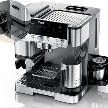 Ninja Αυτόματη Μηχανή Espresso 1650W Πίεσης 15bar για Cappuccino με Μύλο Άλεσης Ασημί ES601EU