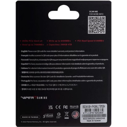 Patriot Viper P320 SSD 512GB M.2 NVMe PCI Express 4.0