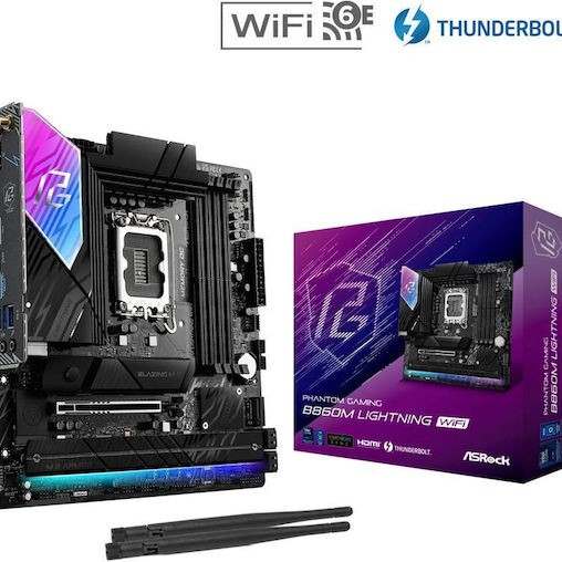 ASRock B860 Lightning WiFi Motherboard Micro ATX με Intel 1851 Socket 90-MXBQG0-A0UAYZ
