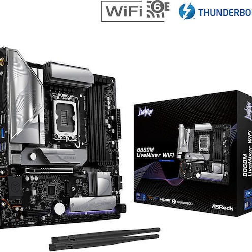 ASRock B860M LiveMixer WiFi Motherboard Micro ATX με Intel 1851 Socket 90-MXBRT-A0UAYZ