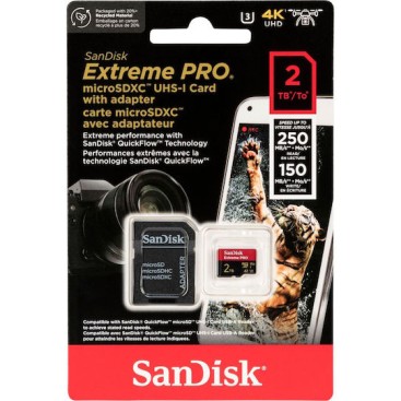 Sandisk Extreme PRO microSDXC 2TB Class 10 UHS-I με αντάπτορα
