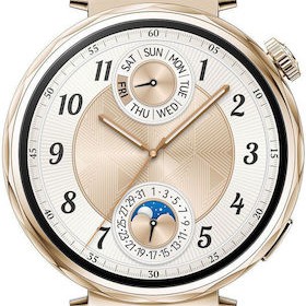 Huawei Watch GT 5 41mm Αδιάβροχο με Παλμογράφο (Gold Milanese Strap)