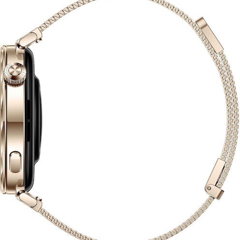 Huawei Watch GT 5 41mm Αδιάβροχο με Παλμογράφο (Gold Milanese Strap)