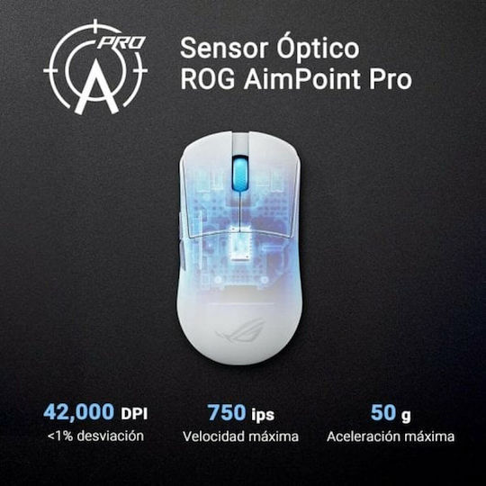 Asus ROG Harpe Ace Mini Ασύρματο RGB Gaming Ποντίκι 42000 DPI Moonlight White