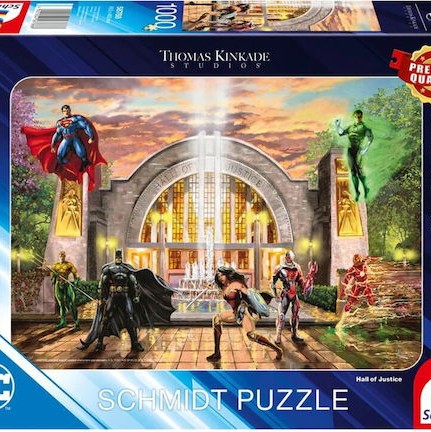 Schmidt Spiele Thomas Kinkade Studios Dc Justice League Hall Justice Puzzle 1000 Pieces
