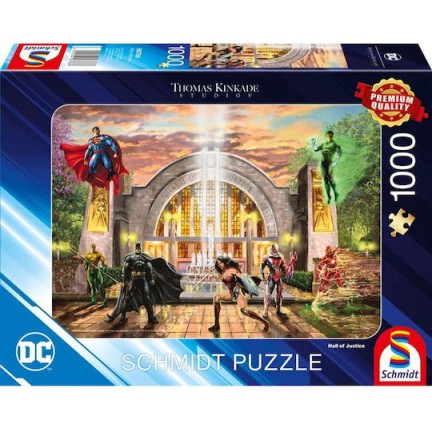 Schmidt Spiele Thomas Kinkade Studios Dc Justice League Hall Justice Puzzle 1000 Pieces
