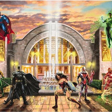 Schmidt Spiele Thomas Kinkade Studios Dc Justice League Hall Justice Puzzle 1000 Pieces