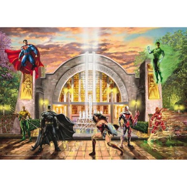 Schmidt Spiele Thomas Kinkade Studios Dc Justice League Hall Justice Puzzle 1000 Pieces