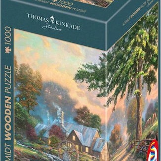 Schmidt Spiele Wooden Puzzle Thomas Kinkade Studios At Old Mill Stream 1000 Pieces