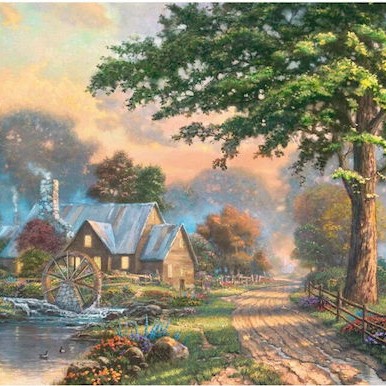 Schmidt Spiele Wooden Puzzle Thomas Kinkade Studios At Old Mill Stream 1000 Pieces