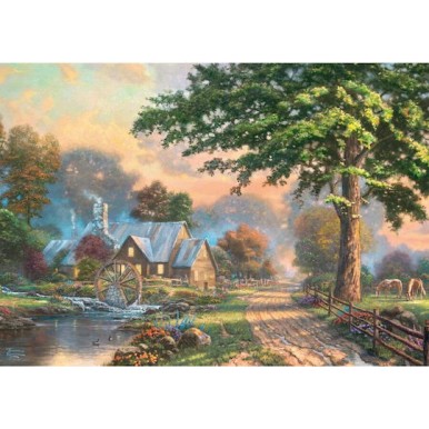 Schmidt Spiele Wooden Puzzle Thomas Kinkade Studios At Old Mill Stream 1000 Pieces