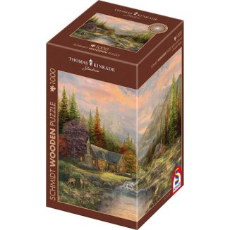 Schmidt Spiele Wooden Puzzle Thomas Kinkade Studios Mountain Scenery Stream 1000 Pieces