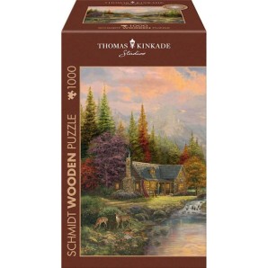 Schmidt Spiele Wooden Puzzle Thomas Kinkade Studios Mountain Scenery Stream 1000 Pieces