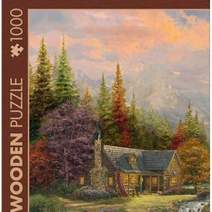Schmidt Spiele Wooden Puzzle Thomas Kinkade Studios Mountain Scenery Stream 1000 Pieces