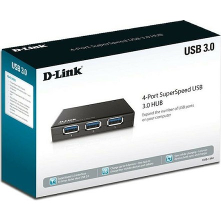 D-Link USB 3.0 Hub 4 Θυρών με σύνδεση USB-A και Εξωτερική Παροχή Ρεύματος