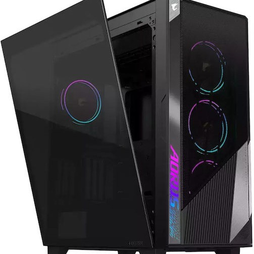 Gigabyte Aorus C500 Gaming Midi Tower Κουτί Υπολογιστή με Πλαϊνό Παράθυρο και RGB Φωτισμό Μαύρο
