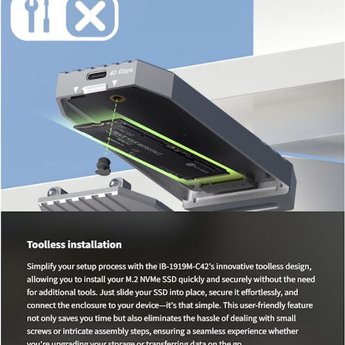 Icy Box Θήκη για Σκληρό Δίσκο M.2 PCI Express NVME με σύνδεση Type-C σε Ασημί χρώμα