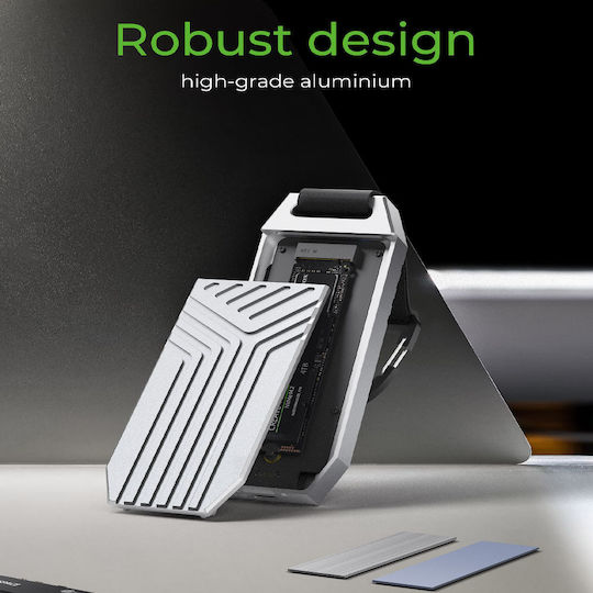 Icy Box Θήκη για Σκληρό Δίσκο M.2 PCI Express NVME με σύνδεση Type-C σε Ασημί χρώμα