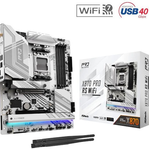 ASRock X870 Pro RS WiFi Motherboard ATX με AMD AM5 Socket 90-MXBQ00-A0UAYZ