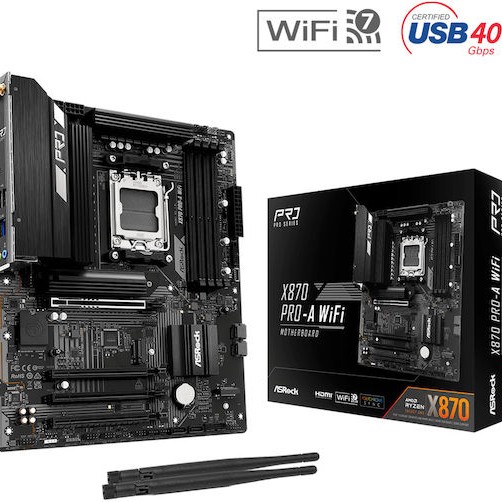 ASRock X870 Pro-A WIFI Motherboard ATX με AMD AM5 Socket 90-MXBT6-A0UAYZ
