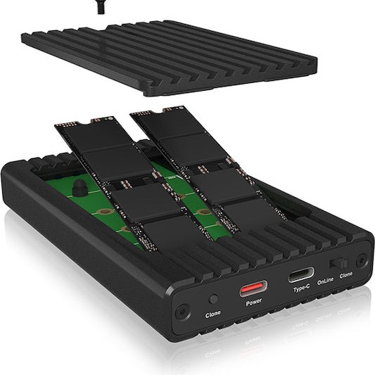 Icy Box Θήκη για Σκληρό Δίσκο M.2 SATA III NVME με σύνδεση USB 3.2