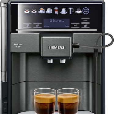 Siemens Eq.6 Plus S700 Αυτόματη Μηχανή Espresso 1500W Πίεσης 19bar για Cappuccino με Μύλο Άλεσης Dark Inox
