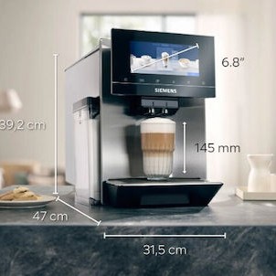 Siemens Eq.900 Αυτόματη Μηχανή Espresso 1500W Πίεσης 19bar για Cappuccino με Μύλο Άλεσης Ασημί