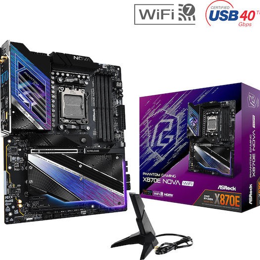 ASRock PHANTOM GAMING X870E Nova WiFi Motherboard ATX με AMD AM5 Socket 90-MXBPX0-A0UAYZ