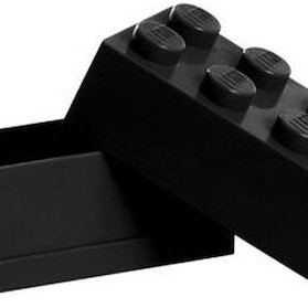 Lego Mini Πλαστικό Παιδικό Δοχείο Φαγητού Μαύρο