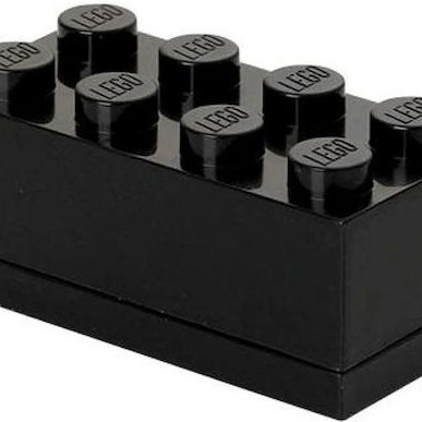 Lego Mini Πλαστικό Παιδικό Δοχείο Φαγητού Μαύρο