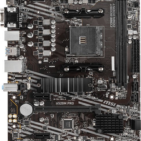 MSI A520M Pro Motherboard Micro ATX με AMD AM4 Socket 7D14-005R