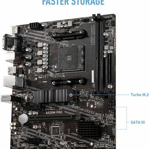 MSI A520M Pro Motherboard Micro ATX με AMD AM4 Socket 7D14-005R