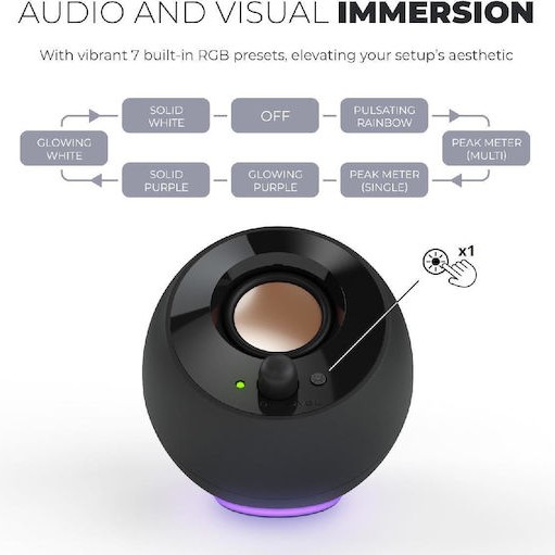 Creative Pebble SE USB-C Ηχεία Υπολογιστή 2.0 με RGB Φωτισμό και Ισχύ 4.4W σε Μαύρο Χρώμα