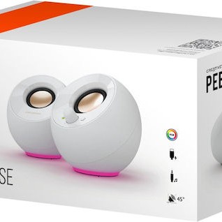 Creative Pebble SE USB-C Ηχεία Υπολογιστή 2.0 με RGB Φωτισμό και Ισχύ 4.4W σε Λευκό Χρώμα