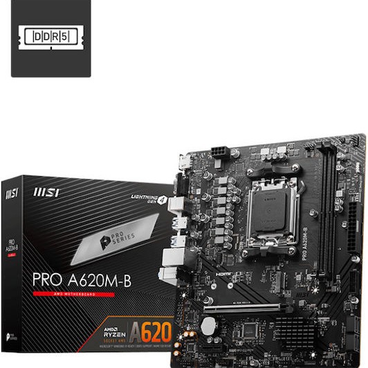 MSI PRO A620M-B Motherboard Micro ATX με AMD AM5 Socket 7E28-017R