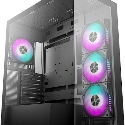 Deepcool CG580 4F Gaming Midi Tower Κουτί Υπολογιστή με Πλαϊνό Παράθυρο και ARGB Φωτισμό Μαύρο