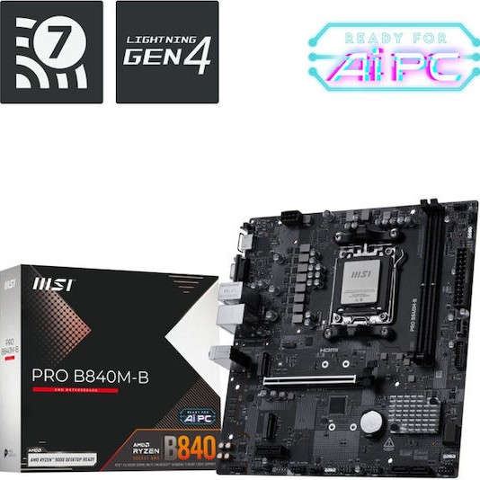 MSI PRO B840M-B Motherboard Micro ATX με AMD AM5 Socket 7E76-002R