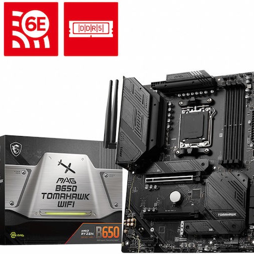 MSI Mag B650 Tomahawk WIFI Motherboard ATX με AMD AM5 Socket 7D75-001R
