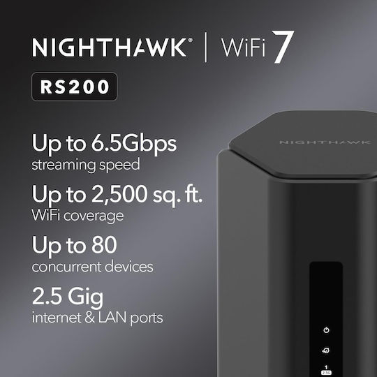 NetGear Nighthawk RS200 Ασύρματο Router Wi‑Fi 7 με 4 Θύρες Ethernet