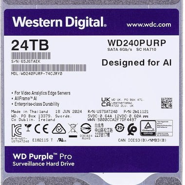 Western Digital Surveillance 24TB HDD Σκληρός Δίσκος 3.5