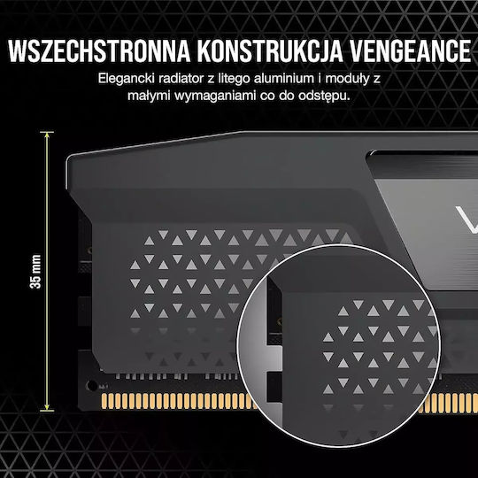 Corsair Vengeance DDR5 32GB RAM με 2x16GB Modules και Ταχύτητα 4800 για Desktop