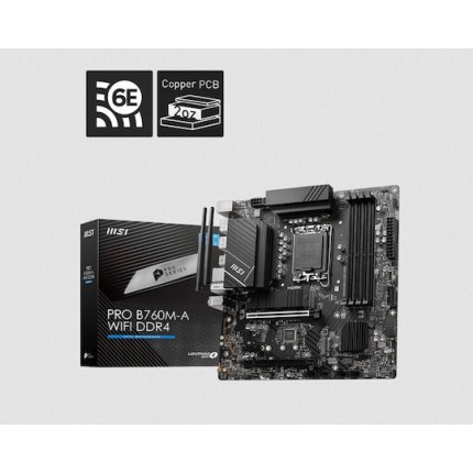 MSI Pro B760M-A WIFI DDR4 Motherboard Micro ATX με Intel 1700 Socket 7D99-001R