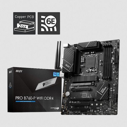 MSI Pro B760-P WIFI DDR4 Motherboard ATX με Intel 1700 Socket 7D98-001R