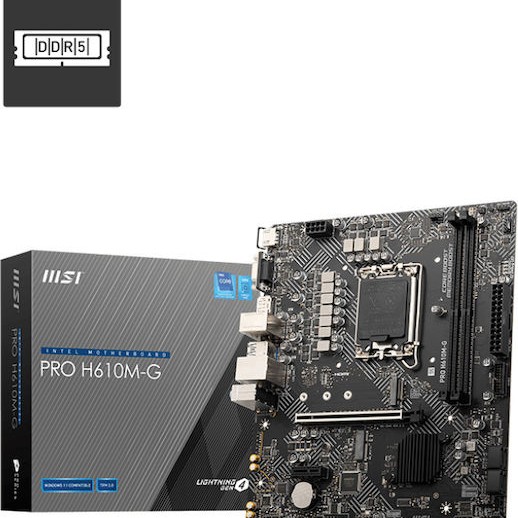 MSI Pro H610M-G Motherboard Micro ATX με Intel 1700 Socket 7D46-075R