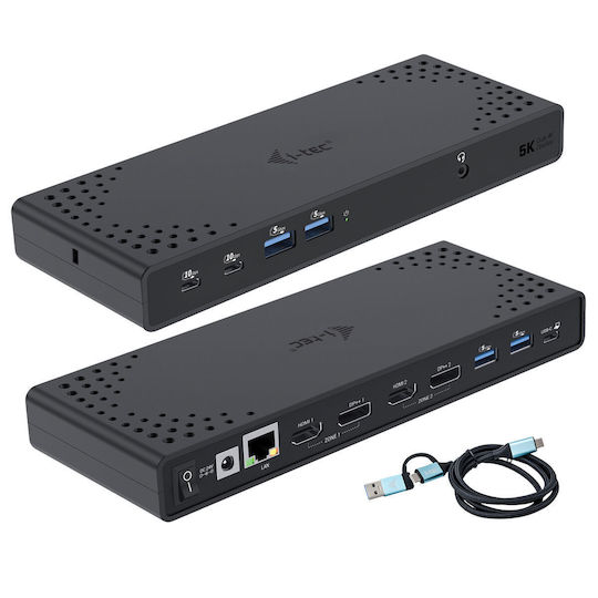 i-tec USB-C Docking Station με HDMI/DisplayPort 4K PD Ethernet και σύνδεση 2 Οθονών Μαύρο (CADUA4KDOCKPDL2)