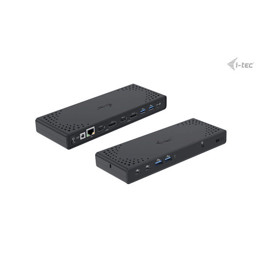 i-tec USB-C Docking Station με HDMI/DisplayPort 4K PD Ethernet και σύνδεση 2 Οθονών Μαύρο (CADUA4KDOCKPDL2)