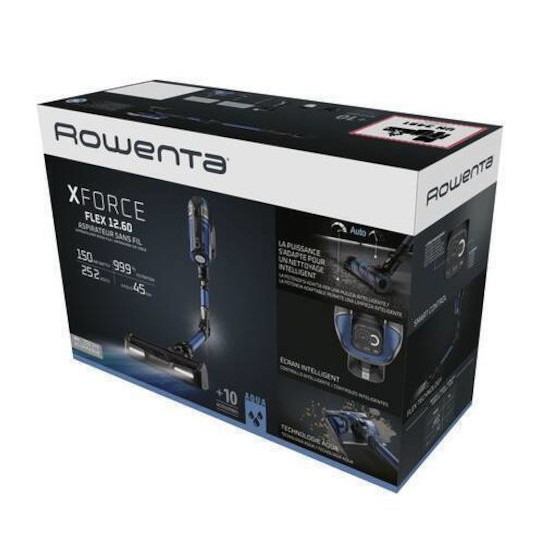 Rowenta X-force Flex 12.60 Aqua Επαναφορτιζόμενη Σκούπα Stick 25.2V Μπλε
