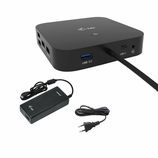 i-tec USB-C Docking Station με HDMI/DisplayPort 4K PD Ethernet και σύνδεση 2 Οθονών Μαύρο (C31HDMIDPDOCKPD100)